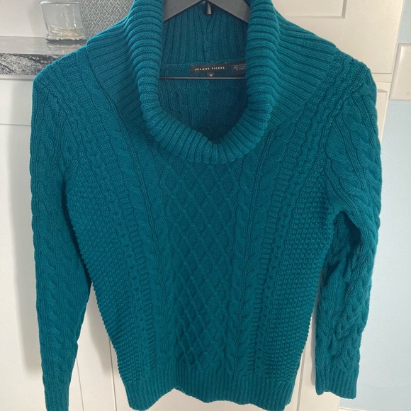Jean Pierre Sweaters - Jade Jean Pierre Medium Cotton cable cowl neck used sweater great condition